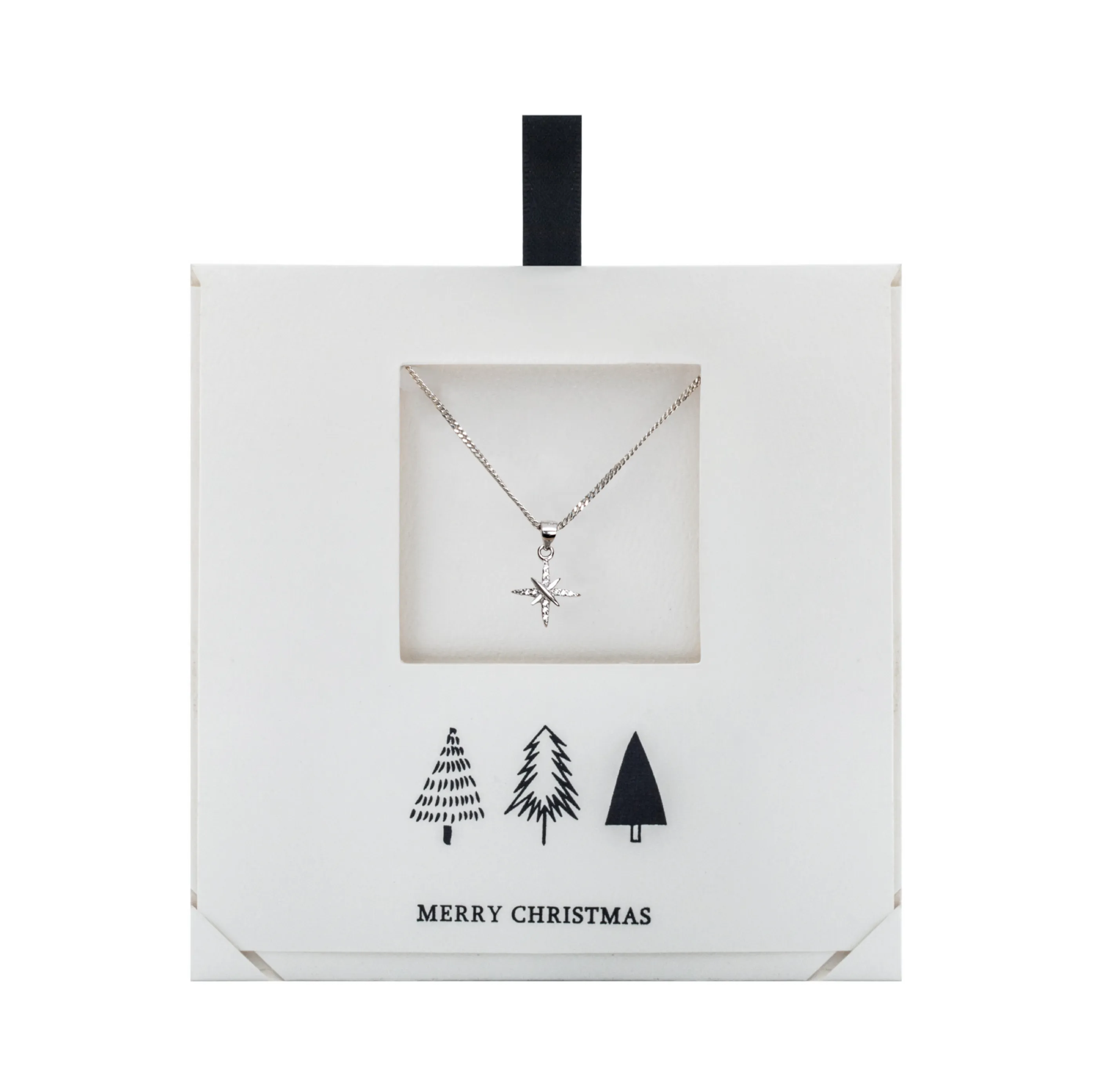 Ag Sterling North Star Cubic Zirconia Pendant Necklace on Holiday Card sold by Zulily