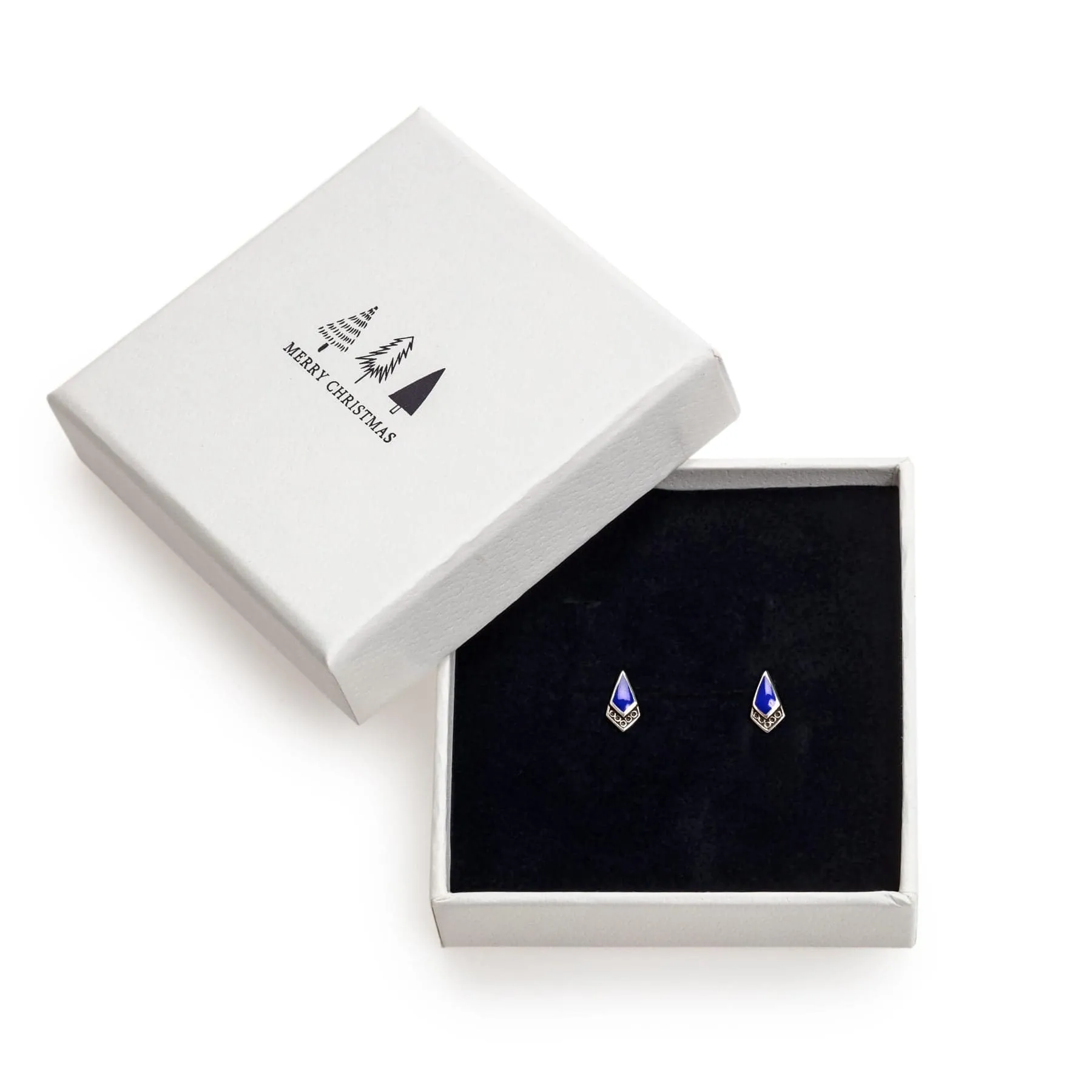 Ag Sterling Lapis Geometric Stud Earrings in Holiday Box sold by Zulily