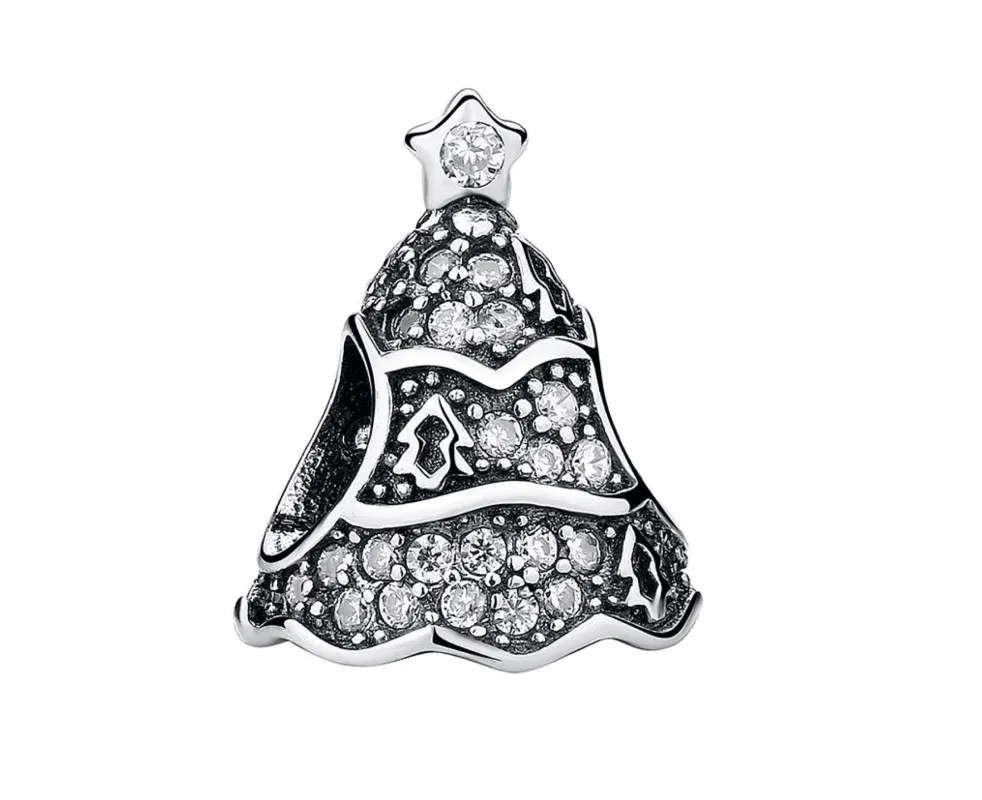 Ag Sterling Cubic Zirconia Christmas Tree Bracelet Charm made by Zulily