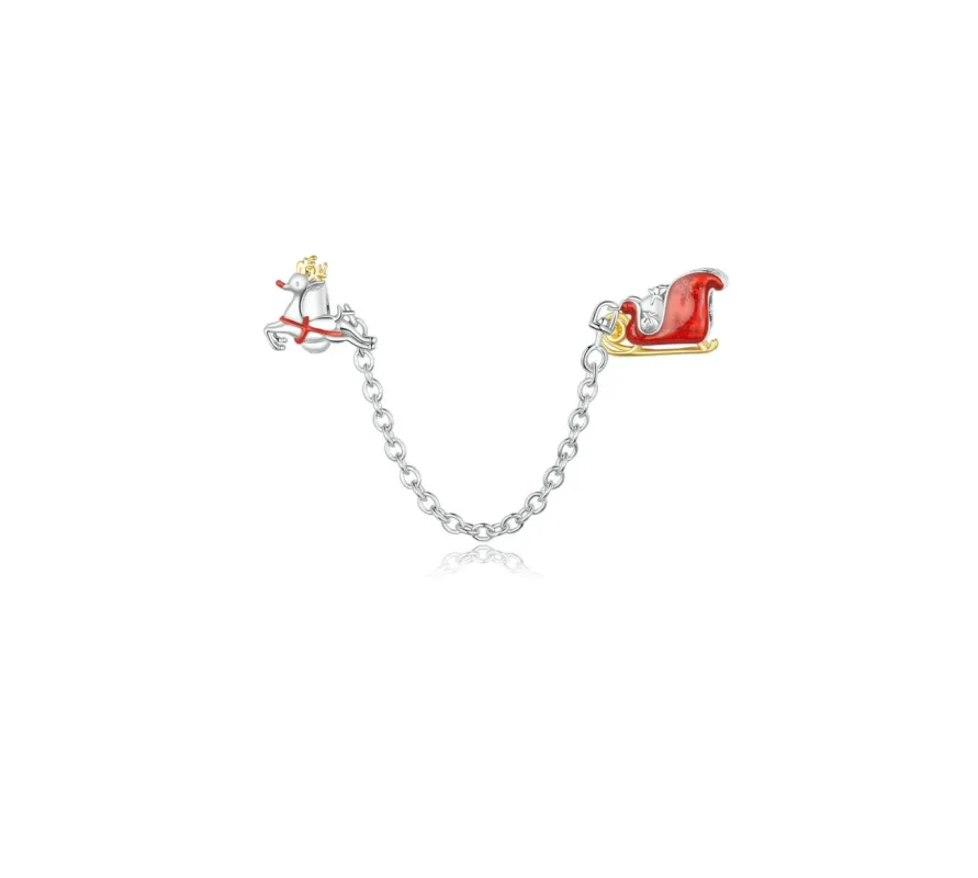 Ag Sterling Cubic Zirconia Sled & Reindeer Bracelet Charm made by Zulily
