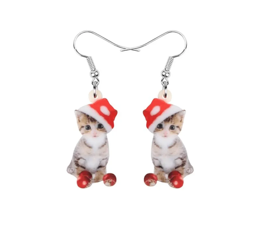 Don’t AsK Christmas Kitten Drop Earrings – Festive Holiday Jewellery for Women made by Zulily