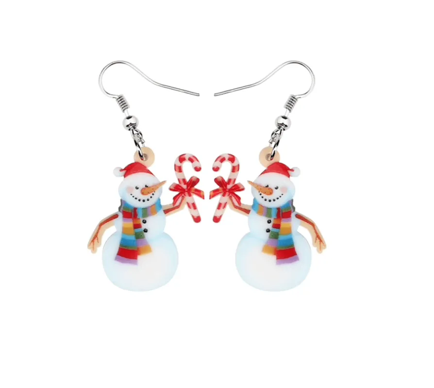 Don’t AsK Snowman with Candy Cane Drop Earrings – Festive Holiday Jewellery for Women made by Zulily