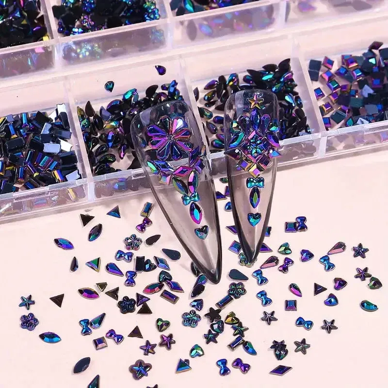 Multi-Shape 3D Flat Bottom Nail Rhinestones - Colorful AB Crystal Gems for DIY Manicure & Crafts sold by Zulily product image thumbnail 5