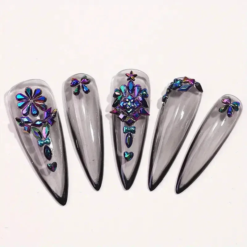 Multi-Shape 3D Flat Bottom Nail Rhinestones - Colorful AB Crystal Gems for DIY Manicure & Crafts sold by Zulily product image thumbnail 2