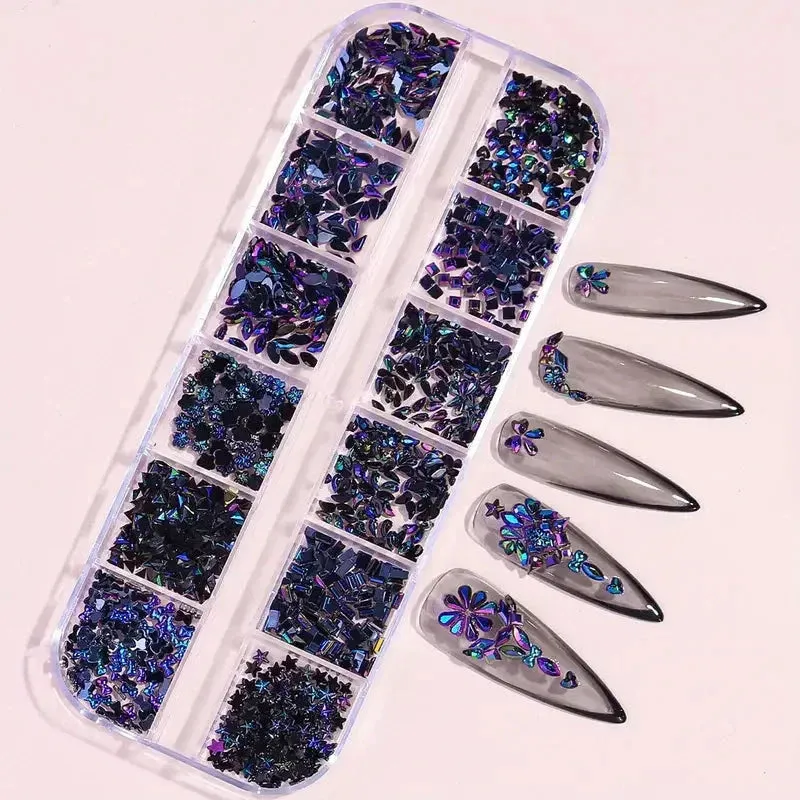 Multi-Shape 3D Flat Bottom Nail Rhinestones - Colorful AB Crystal Gems for DIY Manicure & Crafts sold by Zulily product image thumbnail 3