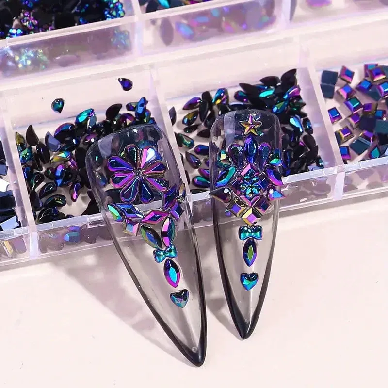 Multi-Shape 3D Flat Bottom Nail Rhinestones - Colorful AB Crystal Gems for DIY Manicure & Crafts sold by Zulily