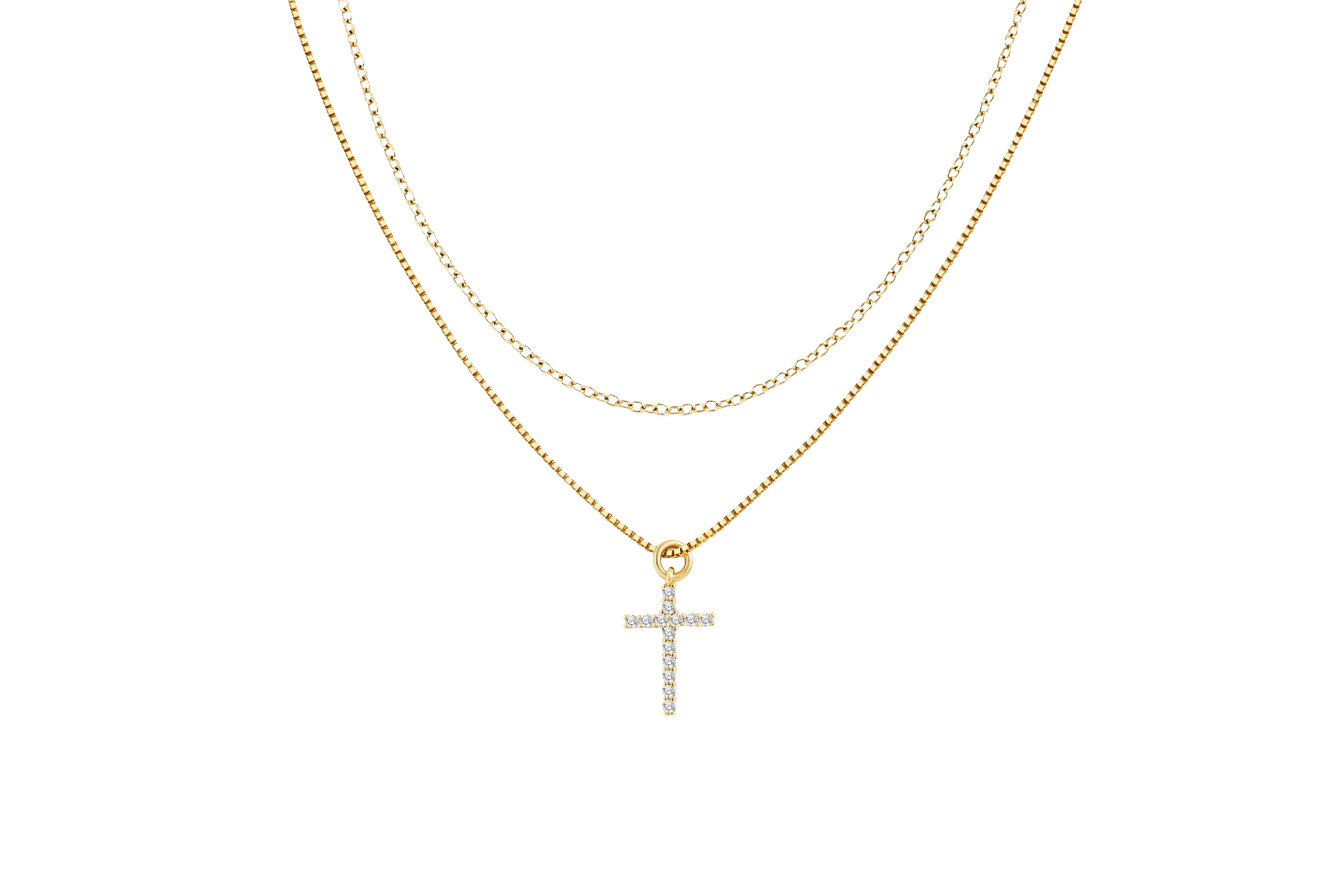 Mint & Lily Dainty Cable Necklace with Pave Cross Chain Necklace Stacking Set sold by Zulily