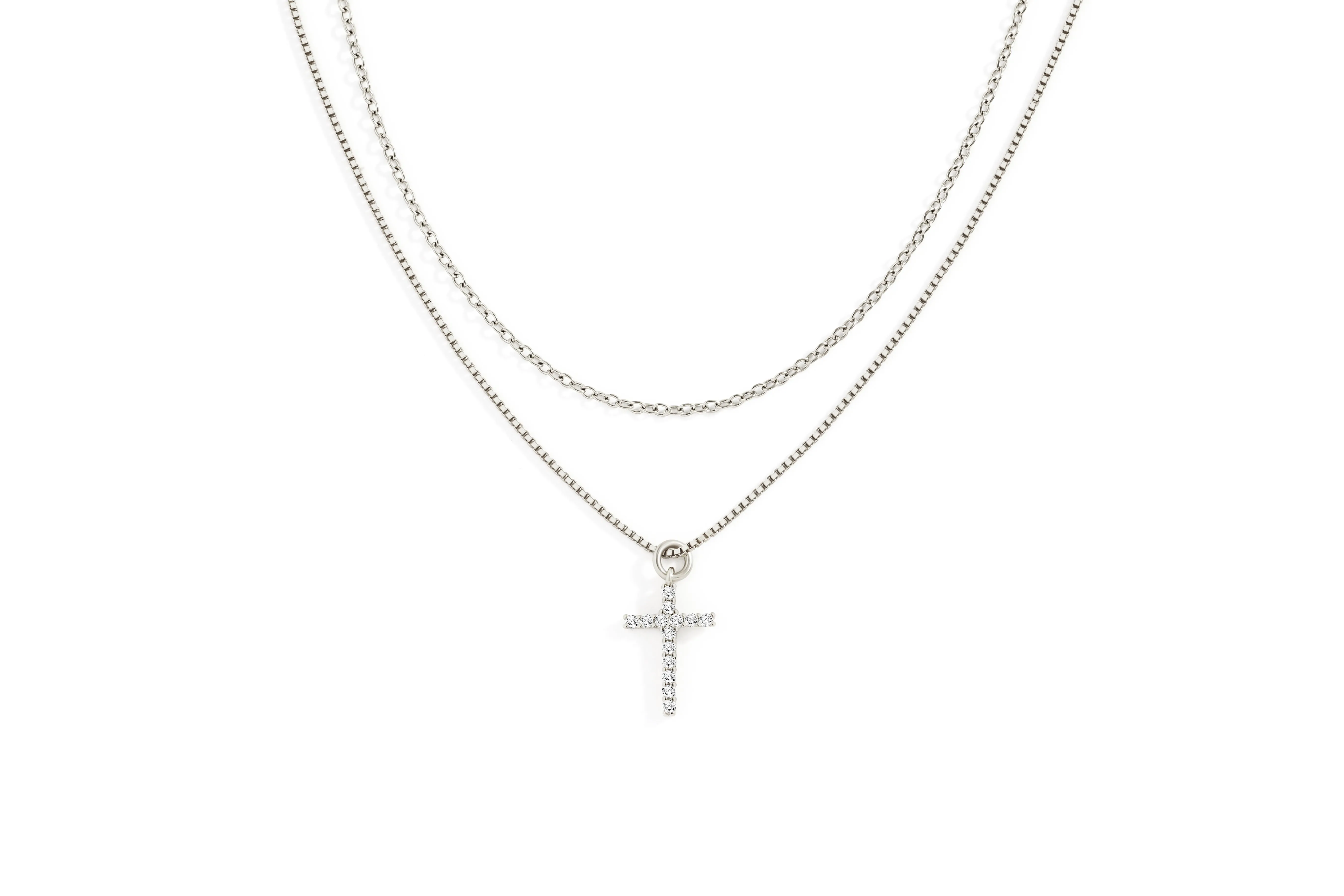 Mint & Lily Dainty Cable Necklace with Pave Cross Chain Necklace Stacking Set sold by Zulily product image thumbnail 5