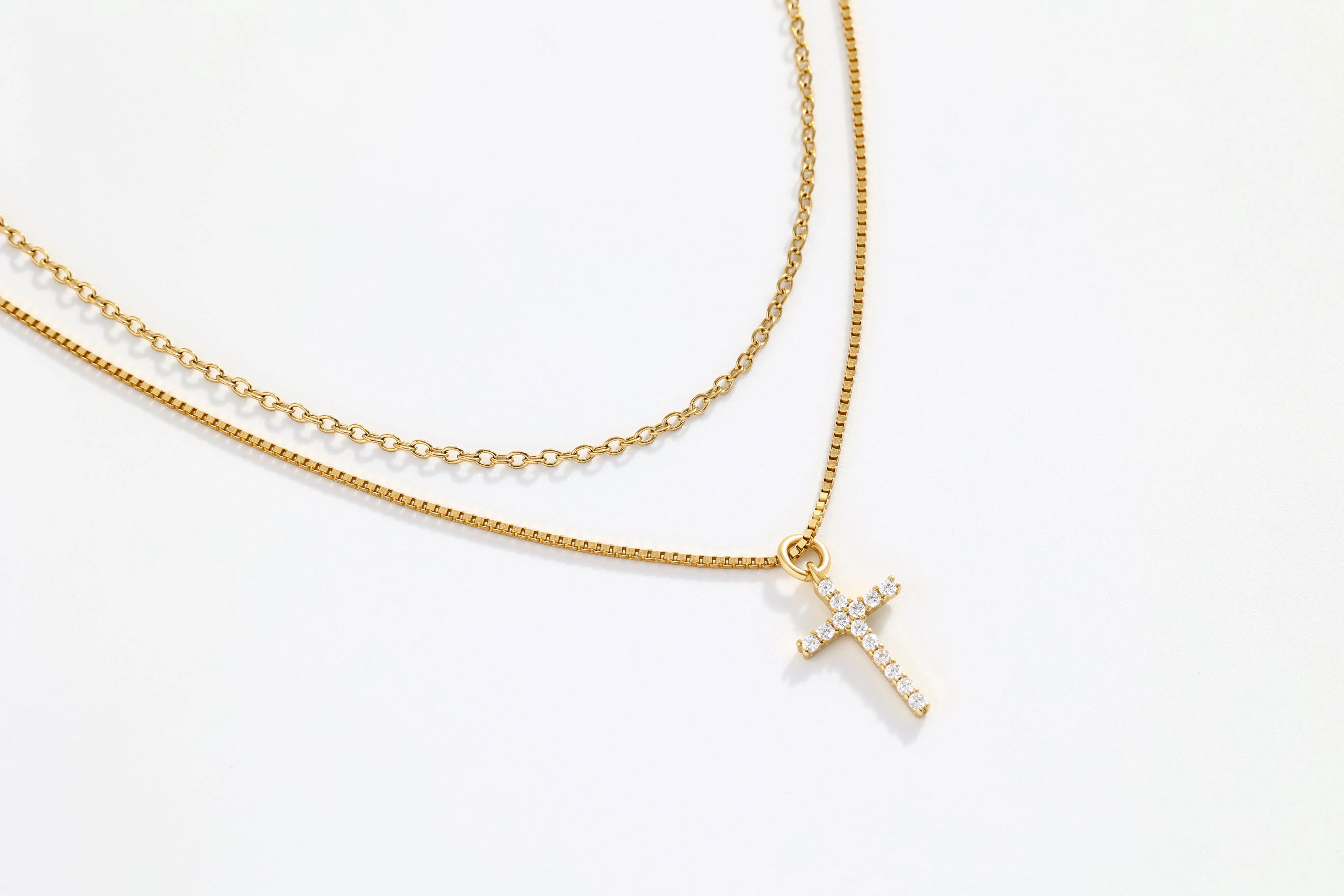 Mint & Lily Dainty Cable Necklace with Pave Cross Chain Necklace Stacking Set sold by Zulily product image thumbnail 2