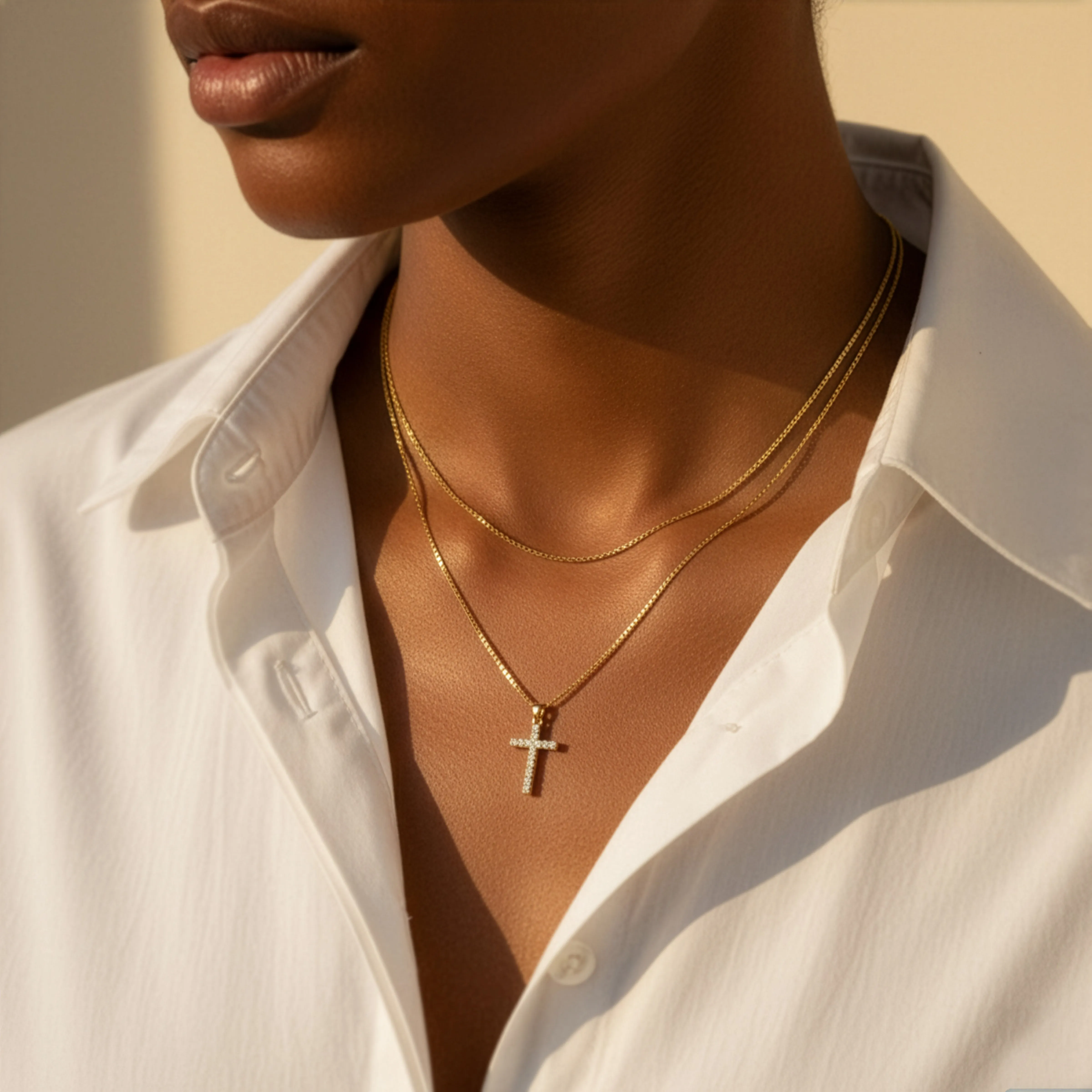 Mint & Lily Dainty Cable Necklace with Pave Cross Chain Necklace Stacking Set sold by Zulily product image thumbnail 3
