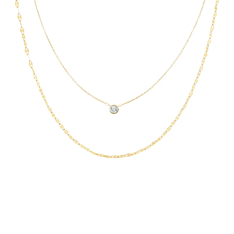 Mint & Lily Classic Bezel Necklace and Petal Chain Set made by Zulily