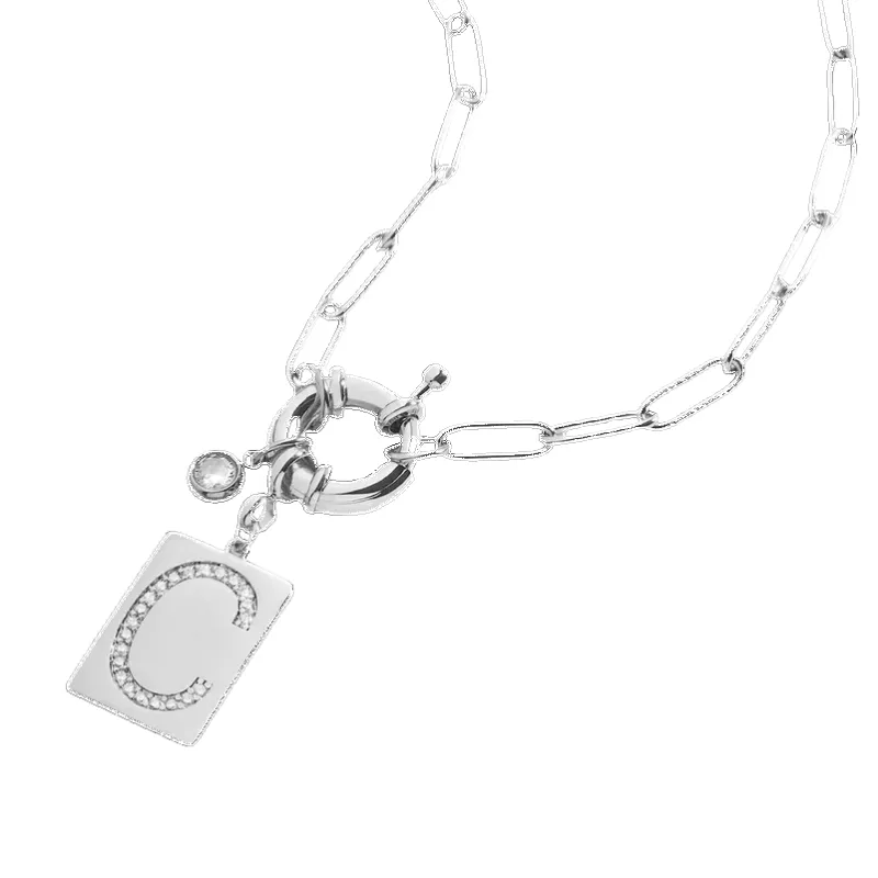 Mint & Lily Pave Initial Pendant Necklace with Paperclip Chain made by Zulily