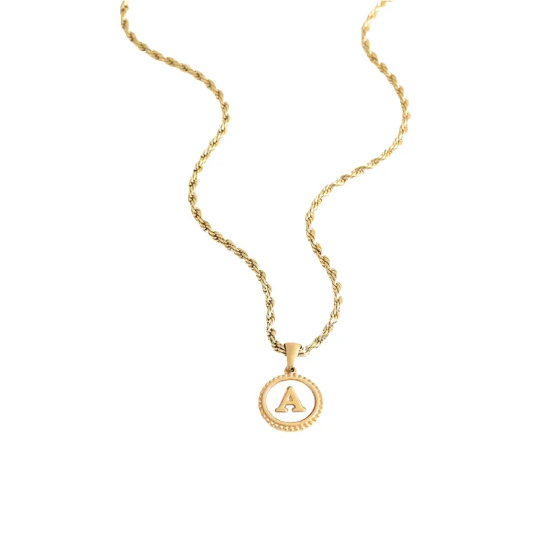 Mint & Lily Mother of Pearl Disc Letter Necklace with Rope Chain made by Zulily