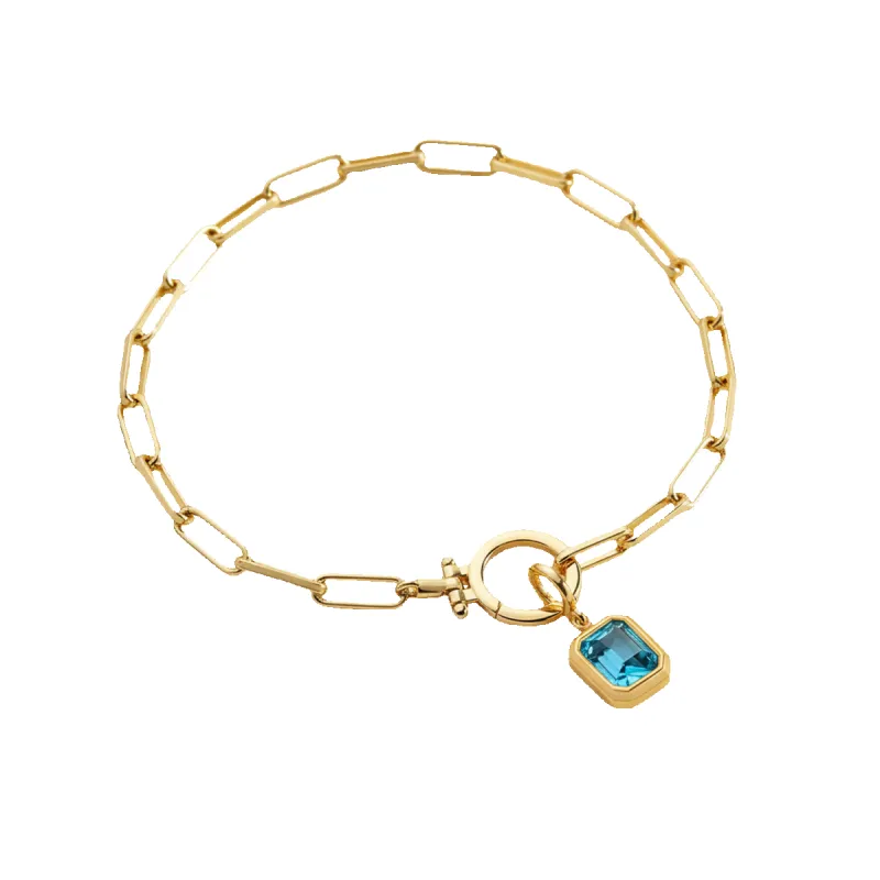 Mint & Lily Baguette Birthstone Charm on Mint Paperclip Bracelet made by Zulily