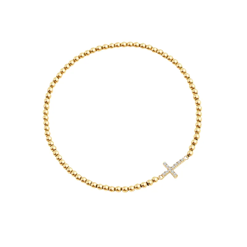 Mint & Lily Gold Beaded Cross Stretch Bracelet made by Zulily