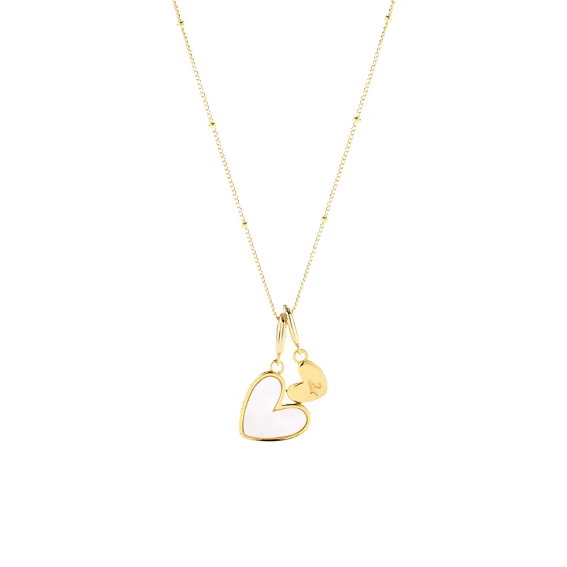 Mint & Lily Mother Of Pearl Heart Initial Necklace made by Zulily