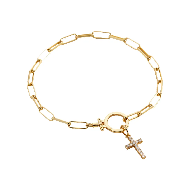 Mint & Lily Mint Paperclip Bracelet with Pave Cross Charm made by Zulily