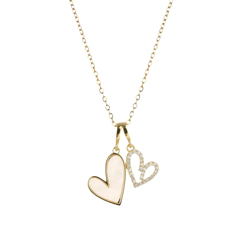 Mint & Lily Mother of Pearl & Pave Hearts Necklace made by Zulily