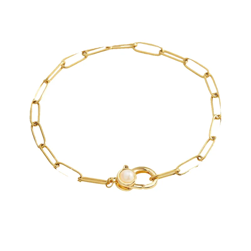 Mint & Lily Paperclip Bracelet with Pearl Accent made by Zulily