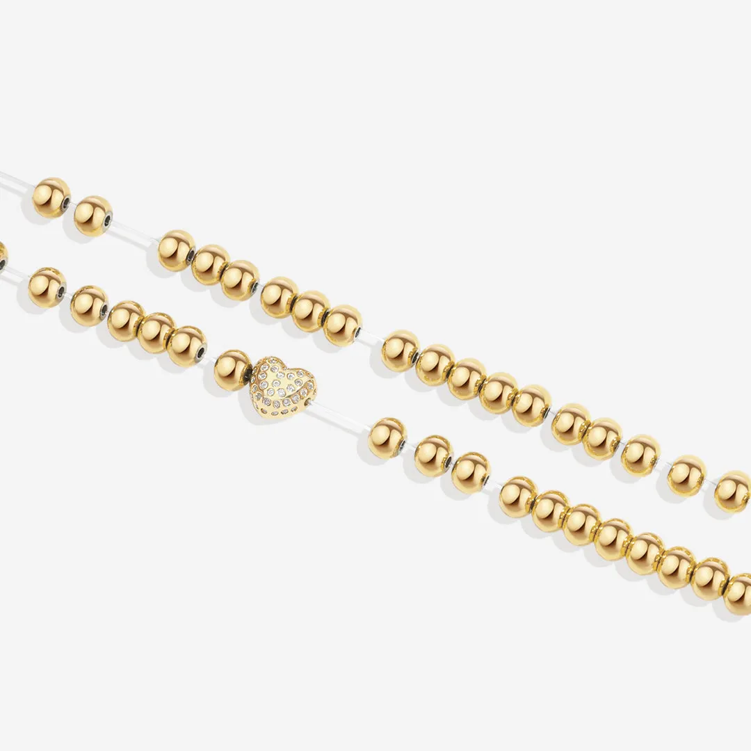 Mint & Lily Pave Heart Gold Beaded Bracelet sold by Zulily product image thumbnail 4