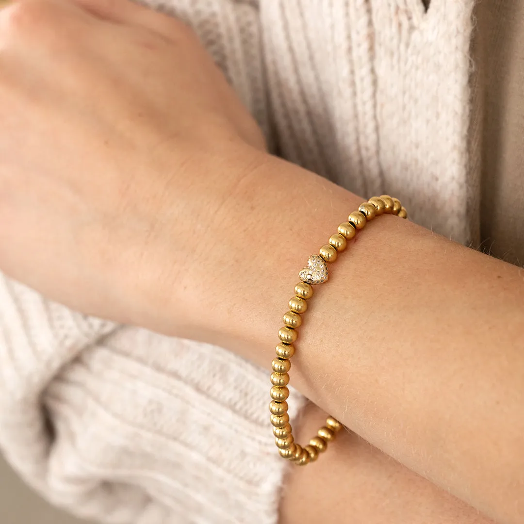 Mint & Lily Pave Heart Gold Beaded Bracelet sold by Zulily product image thumbnail 3