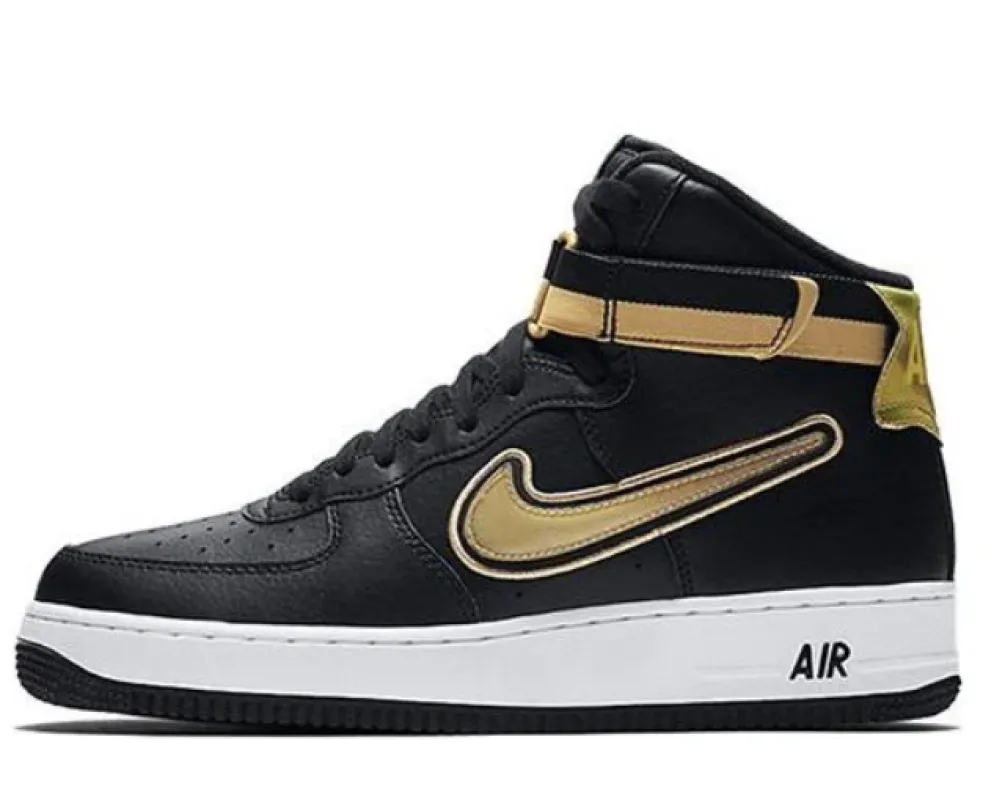 Nike Men's Air Force 1 High 'Nba Black Metallic Gold' - AV3938-001 made by Nike