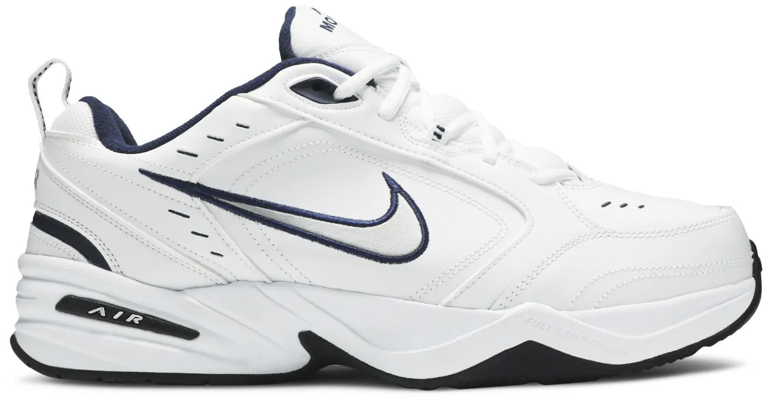 Nike Men's Air Monarch Iv 4E 'White/Midnight Navy/White/Metallic Silver' - 416355-102 made by Nike