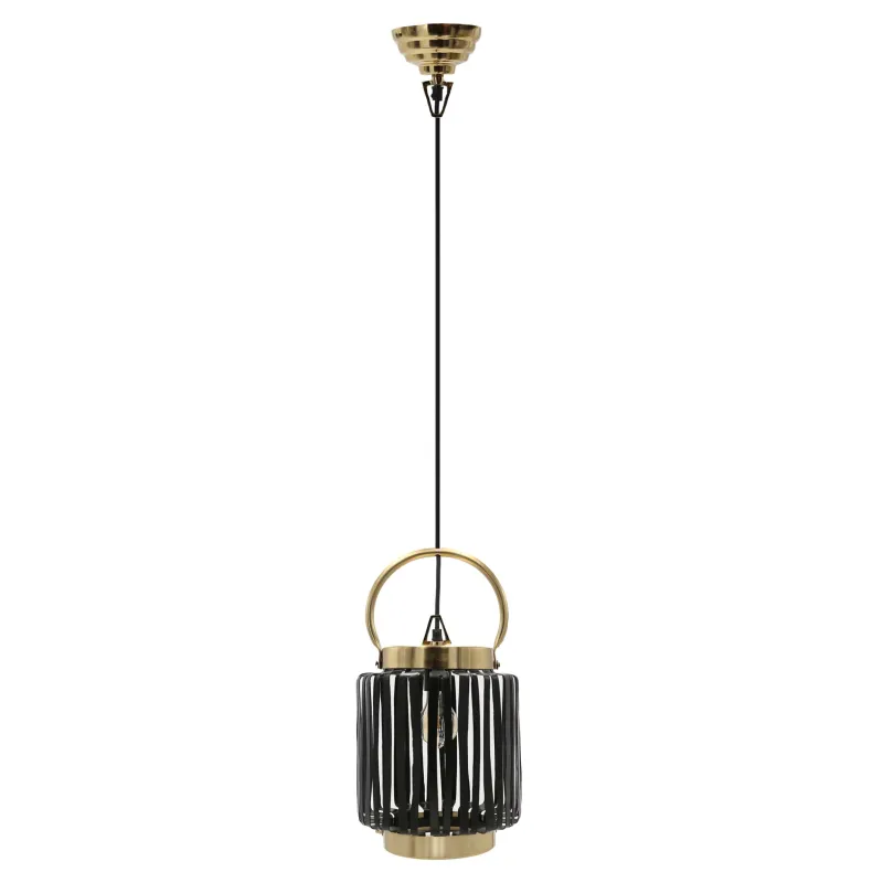 River of Goods Black and Gold Metal Striped Pendant sold by Zulily
