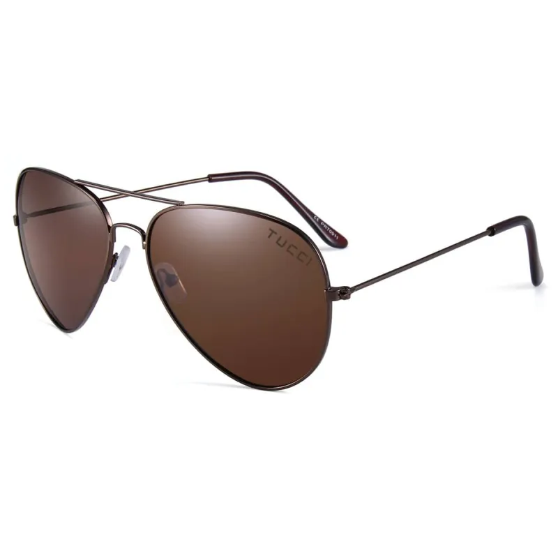 TUCCI Italy Brown Polarized UV400 Pilot Sunglasses Classic Aviator made by Zulily