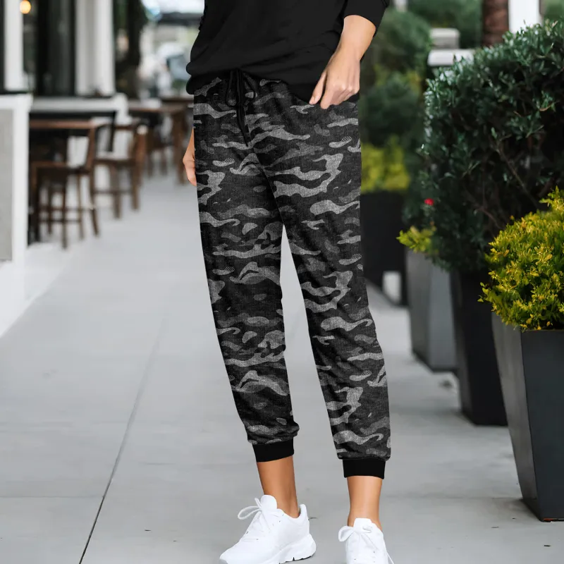 Relevate Designs Grey And Black Camouflage Drawstring Joggers made by Zulily