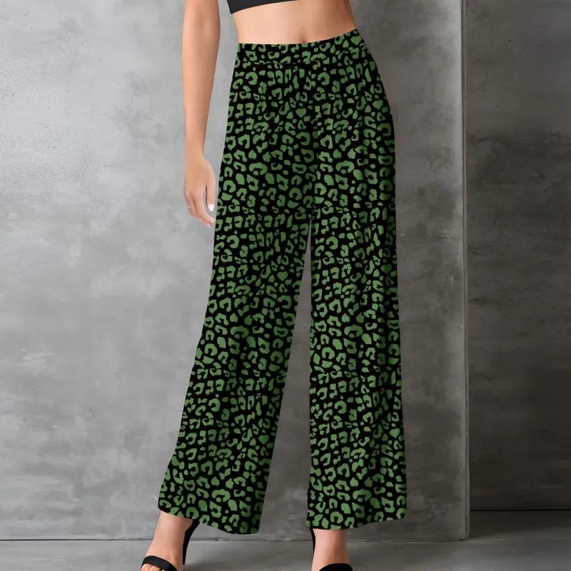 Relevate Designs Green And Black Leopard Print Full-Length Pants made by Zulily