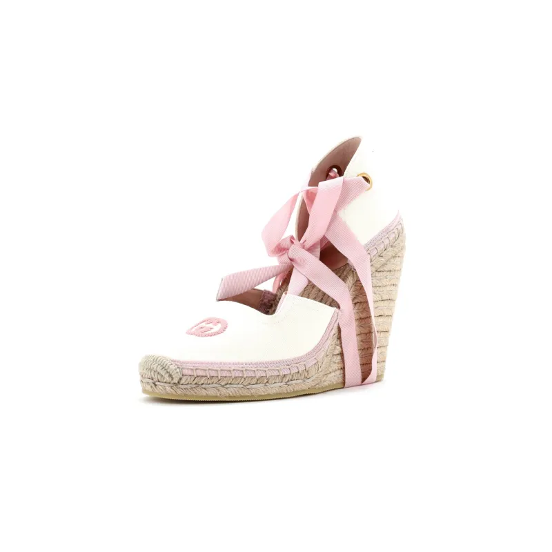 Pre-Loved Gucci Women's GG Marmont Wedge Espadrilles Diagonal Quilted GG Canvas made by Gucci