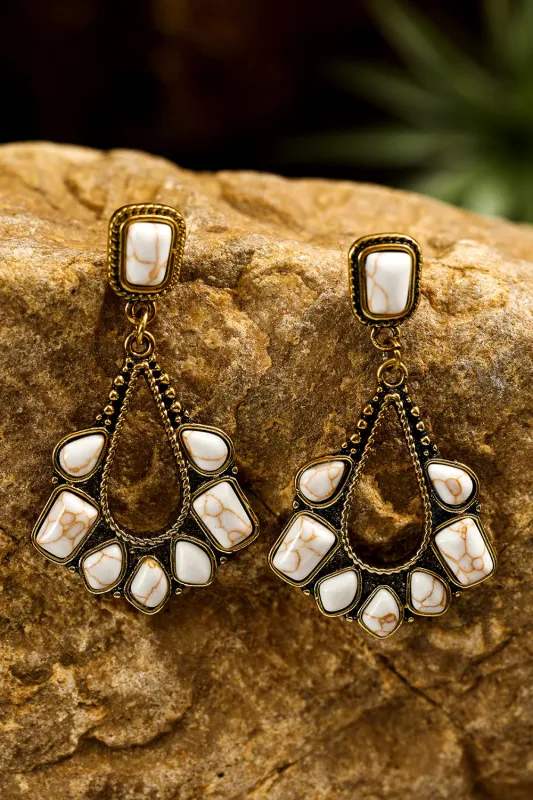White Turquoise Inlay Cut Out Western Dangle Earrings by Threaded Pear made by Threaded Pear