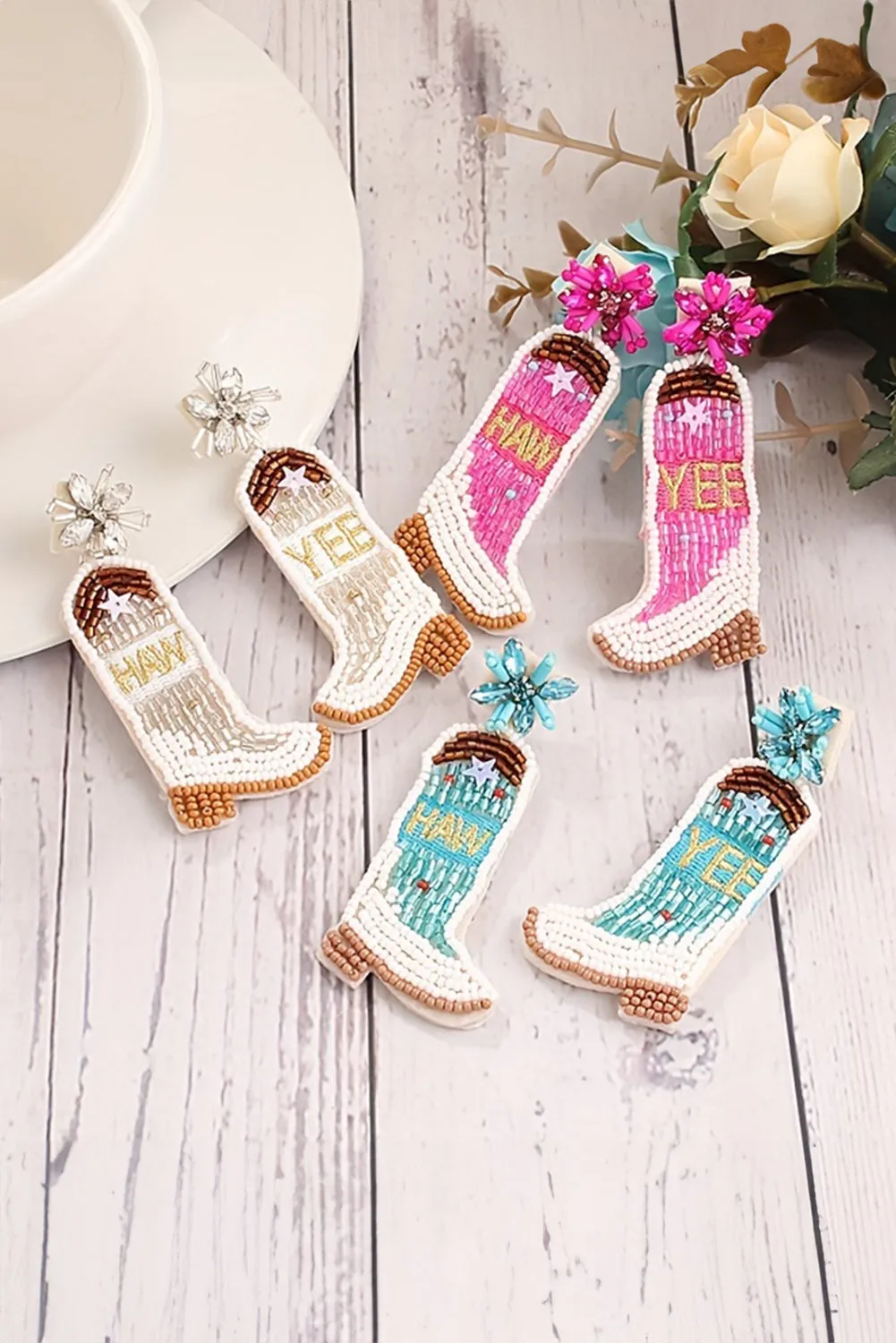Cowboy Boots Bead Dangle Earrings by Threaded Pear sold by Zulily