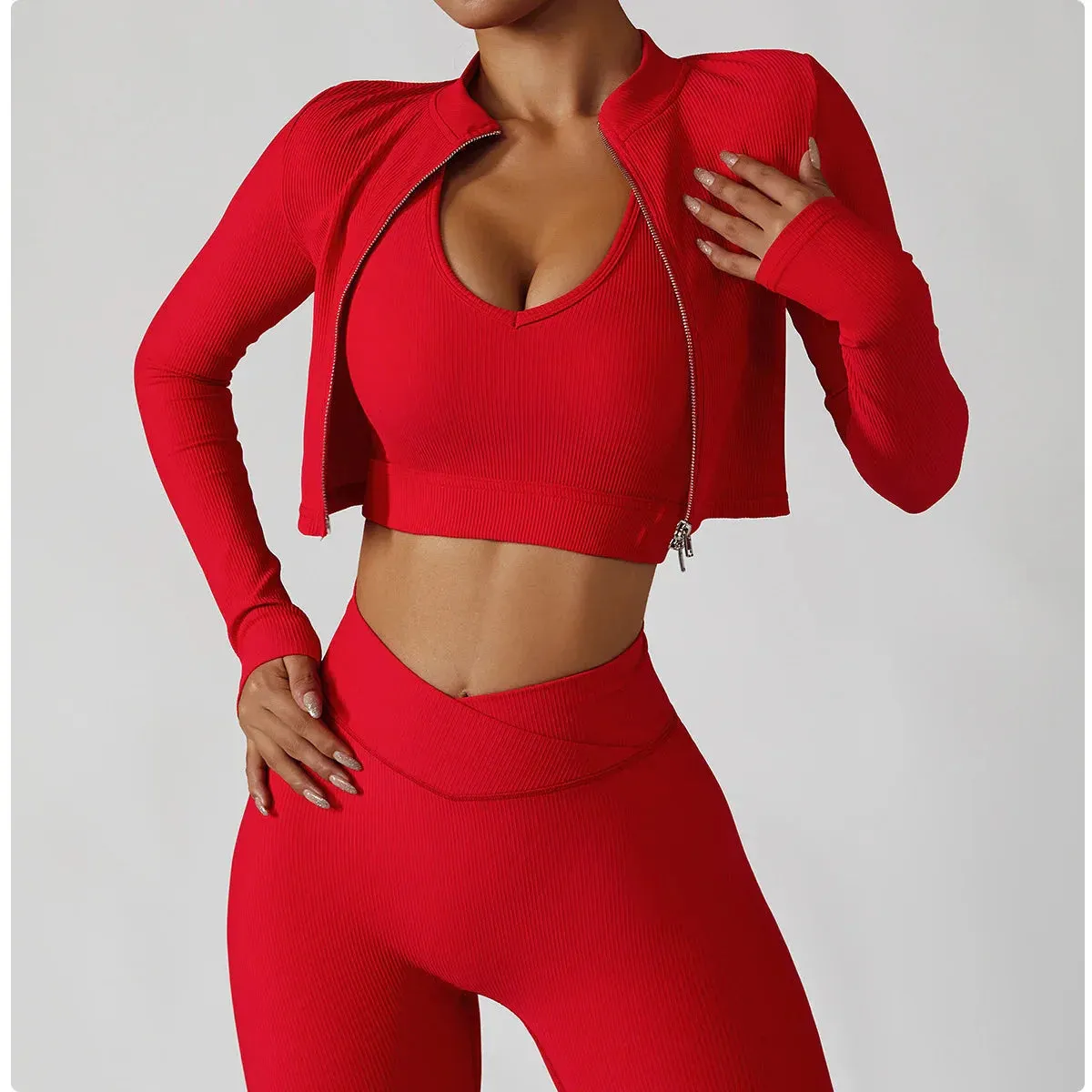 3-Piece Seamless Yoga Set – Jacket, Bra & Leggings sold by Zulily