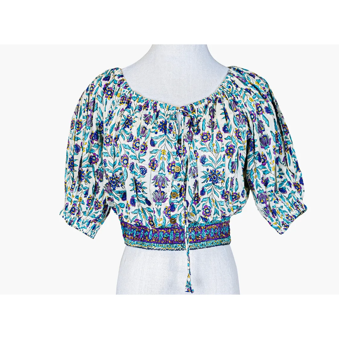 La Chic Women's Floral Cotton Peasant Top with Smocked Waist sold by Zulily product image thumbnail 5