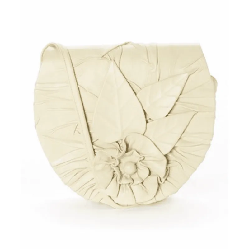 La Chic Women's Handcrafted Leather Floral Accent Crossbody Bag made by Zulily