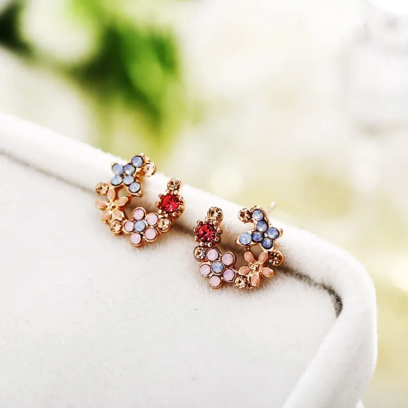 Crystal & Cubic Zirconia Flower Stud Earrings made by Zulily