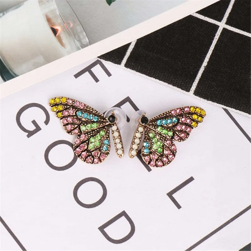 Cubic Zirconia & Goldtone Butterfly Stud Earrings made by Zulily