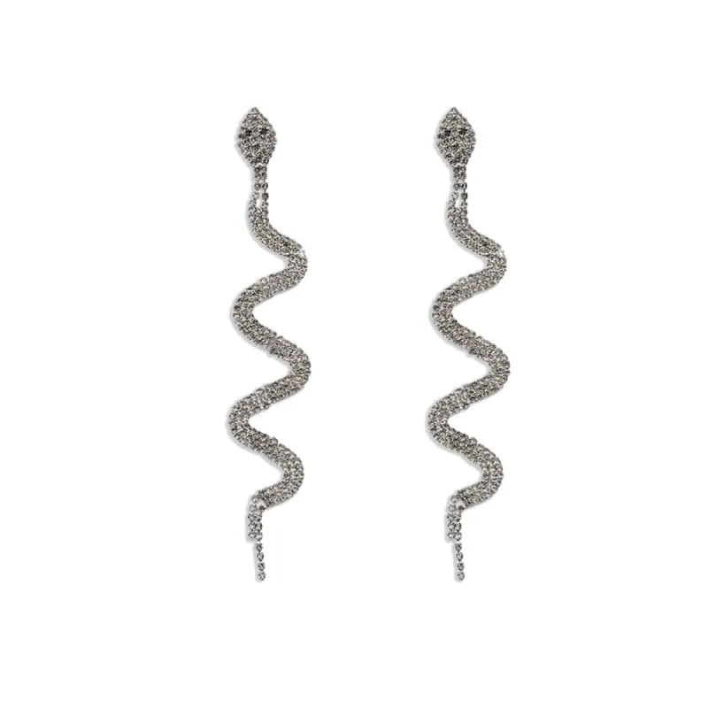 Cubic Zirconia & Silvertone Snake Drop Earrings made by Zulily