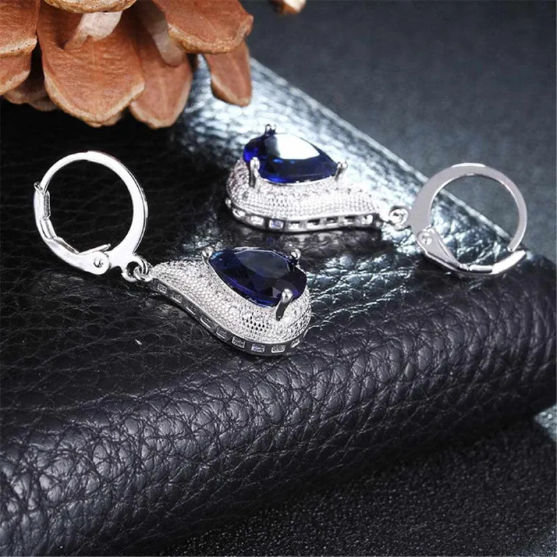 Navy Crystal & Silvertone Teardrop Earrings made by Zulily