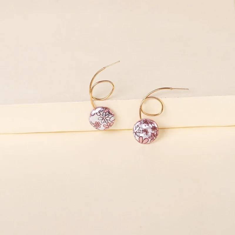 Purple Floral Pearl & Goldtone Drop Earrings made by Zulily
