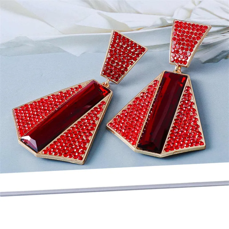 Red Crystal & Cubic Zirconia Goldtone Geometric Drop Earrings made by Zulily