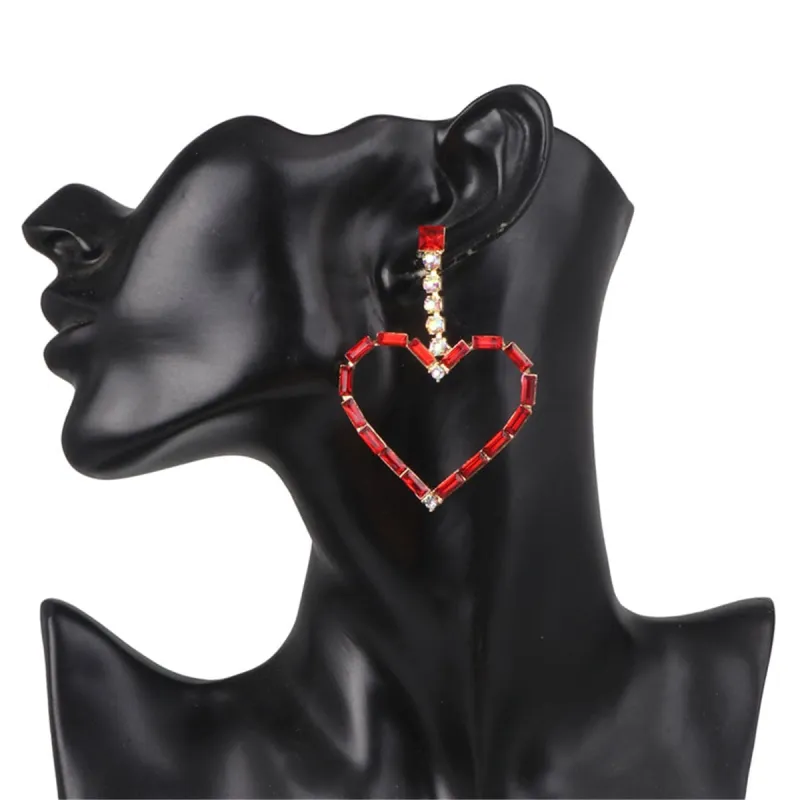 Red Crystal & Cubic Zirconia Open Heart Drop Earrings made by Zulily