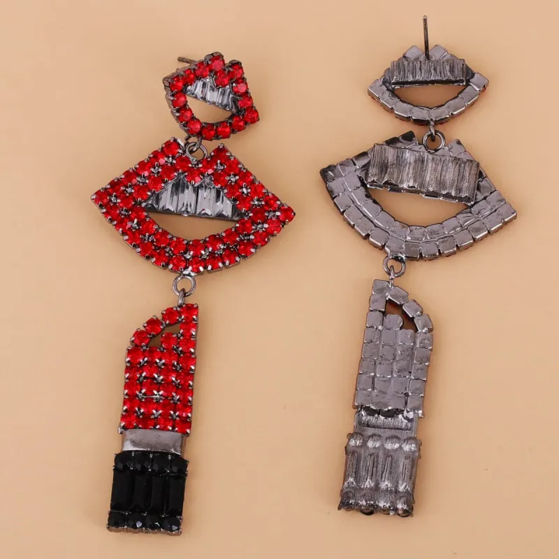 Red Cubic Zirconia & Crystal Lips Drop Earrings made by Zulily