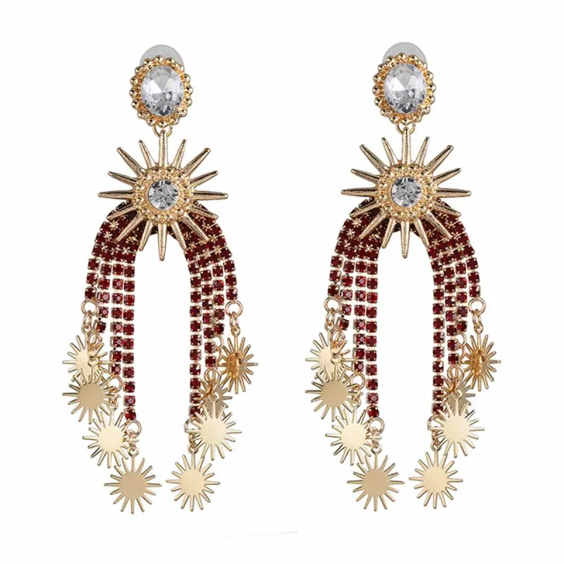 Red Cubic Zirconia & Crystal Star Tassel Drop Earrings made by Zulily