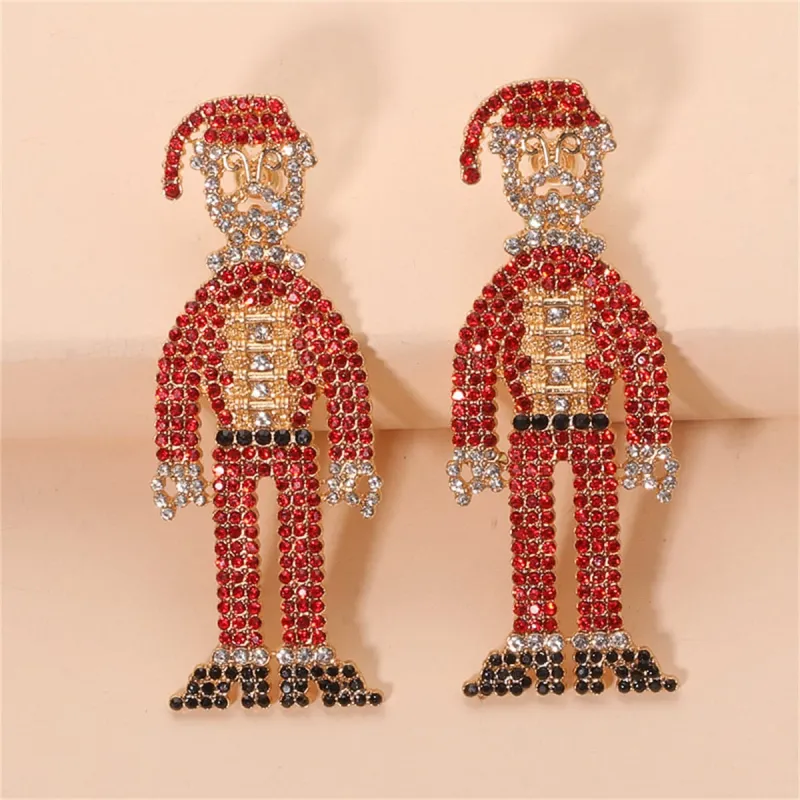 Red Cubic Zirconia & Goldtone Santa Drop Earrings made by Zulily