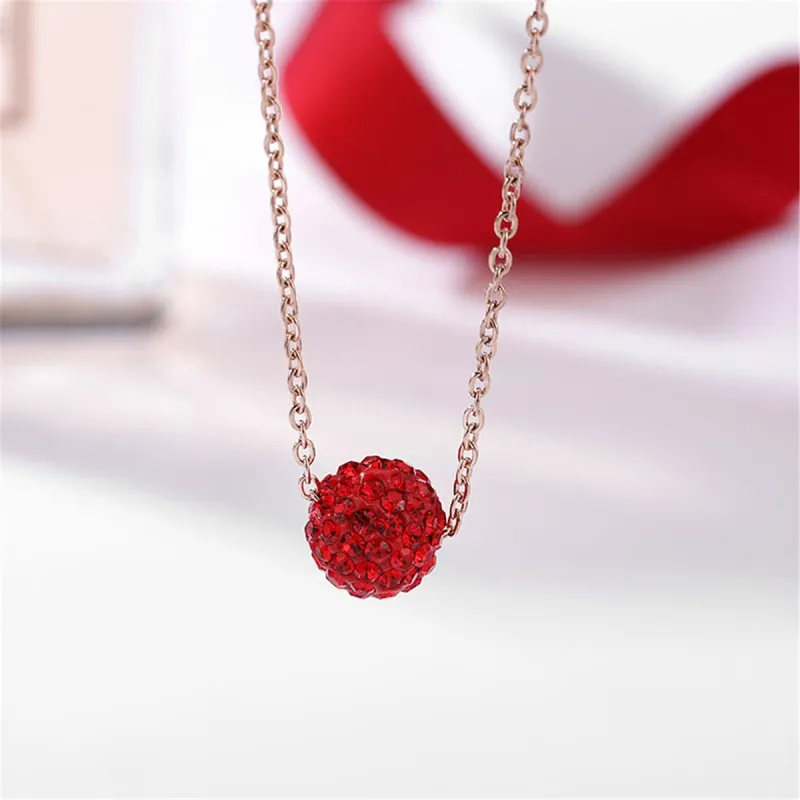 Red Cubic Zirconia & Rose Goldtone Ball Pendant Necklace made by Zulily