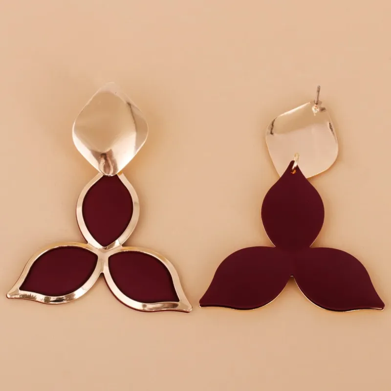 Red Enamel & Goldtone Flower Drop Earrings made by Zulily