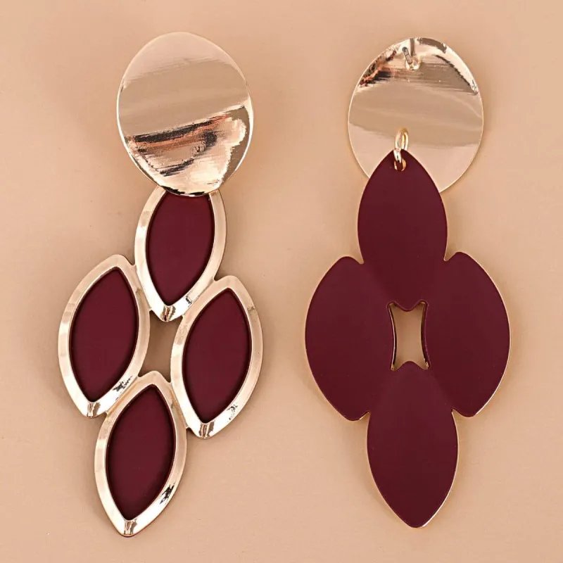 Red Enamel & Goldtone Leaves Drop Earrings made by Zulily